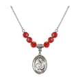 thumbnail image 1 of 18-Inch Rhodium Plated Necklace with 6mm Red July Birth Month Stone Beads and Saint Paula Charm, 1 of 1