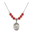 thumbnail image 1 of 18-Inch Rhodium Plated Necklace with 6mm Red July Birth Month Stone Beads and Saint Rebecca Charm, 1 of 1