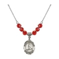 thumbnail image 1 of 18-Inch Rhodium Plated Necklace with 6mm Red July Birth Month Stone Beads and Saint Sebastian/Skiing Charm, 1 of 1