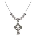 thumbnail image 1 of 18-Inch Rhodium Plated Necklace with 6mm Sterling Silver Beads and Celtic Cross Charm, 1 of 1