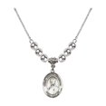 thumbnail image 1 of 18-Inch Rhodium Plated Necklace with 6mm Sterling Silver Beads and Saint Andre Bessette Charm, 1 of 1