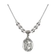 thumbnail image 1 of 18-Inch Rhodium Plated Necklace with 6mm Sterling Silver Beads and Saint Christopher/Golf Charm, 1 of 1