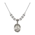 thumbnail image 1 of 18-Inch Rhodium Plated Necklace with 6mm Sterling Silver Beads and Saint Sebastian/Skiing Charm, 1 of 1