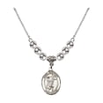 thumbnail image 1 of 18-Inch Rhodium Plated Necklace with 6mm Sterling Silver Beads and Saint Stephanie Charm, 1 of 1