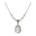 thumbnail image 1 of 18-Inch Rhodium Plated Necklace with 6mm White April Birth Month Stone Beads and Divine Mercy Charm, 1 of 1