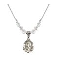 thumbnail image 1 of 18-Inch Rhodium Plated Necklace with 6mm White April Birth Month Stone Beads and Miraculous Charm, 1 of 1