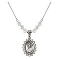 thumbnail image 1 of 18-Inch Rhodium Plated Necklace with 6mm White April Birth Month Stone Beads and Saint Christopher Charm, 1 of 1