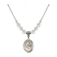 thumbnail image 1 of 18-Inch Rhodium Plated Necklace with 6mm White April Birth Month Stone Beads and Saint Fidelis Charm, 1 of 1