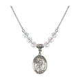 thumbnail image 1 of 18-Inch Rhodium Plated Necklace with 6mm White April Birth Month Stone Beads and Saint Peter Nolasco Charm, 1 of 1