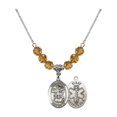 thumbnail image 1 of 18-Inch Rhodium Plated Necklace with 6mm Yellow November Birth Month Stone Beads and Saint Michael/1St Responder Charm, 1 of 1