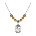 thumbnail image 1 of 18-Inch Rhodium Plated Necklace with 6mm Yellow November Birth Month Stone Beads and Saint Sebastian / Golf Charm, 1 of 1