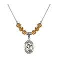 thumbnail image 1 of 18-Inch Rhodium Plated Necklace with 6mm Yellow November Birth Month Stone Beads and Saint Sebastian /Track&Field-Women Charm, 1 of 1