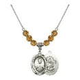 thumbnail image 1 of 18-Inch Rhodium Plated Necklace with 6mm Yellow November Birth Month Stone Beads and Scapular Charm, 1 of 1