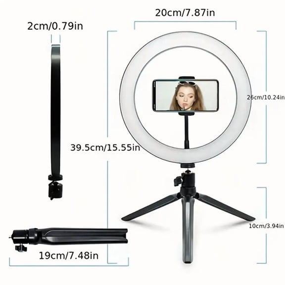 18-Inch Ring Light with Stand, LED Ring Light, with Bag And Mobile Phone Holder, for Smartphone Camera Photography, Live Broadcast, Selfie, Makeup, Studio Photo And Video Recording