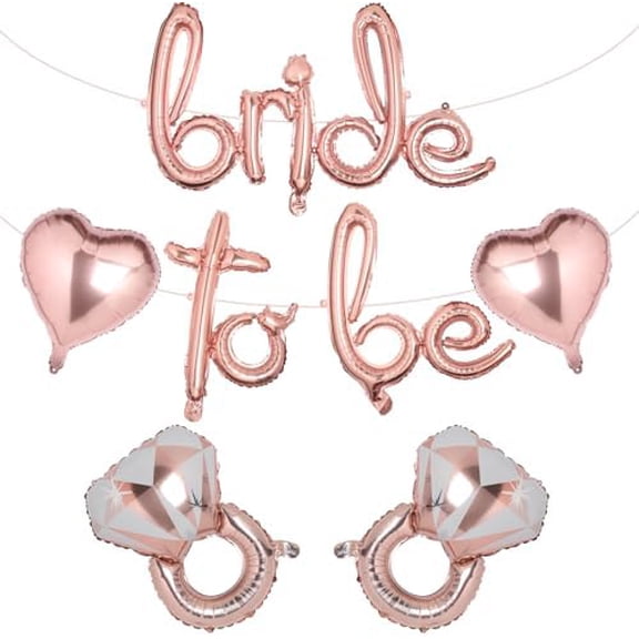 18 Inch Rose Gold Bride to be Foil Letter Ring Balloons Alphabet Diamond Ring Balloon for Engagement Party Bachelorette Party Bridal Shower Decorations