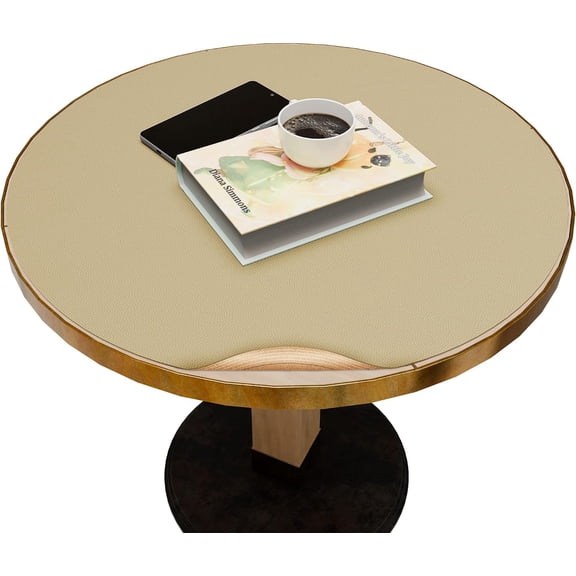 18 Inch Round Cork & Leather Placemats, Cuttable Size (12-18 Inch), Trimmable Dining Table Mat, Heat Resistant/Non-Slip Table Cover for Kitchen, Office, or Restauran (Golden)