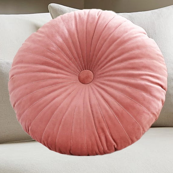 18-Inch Round Velvet Throw Pillow for Home Decorative Couch (Pink)