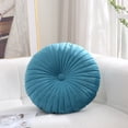 thumbnail image 1 of 18-Inch Round Velvet Throw Pillow for Home Decorative Couch (Teal), 1 of 6