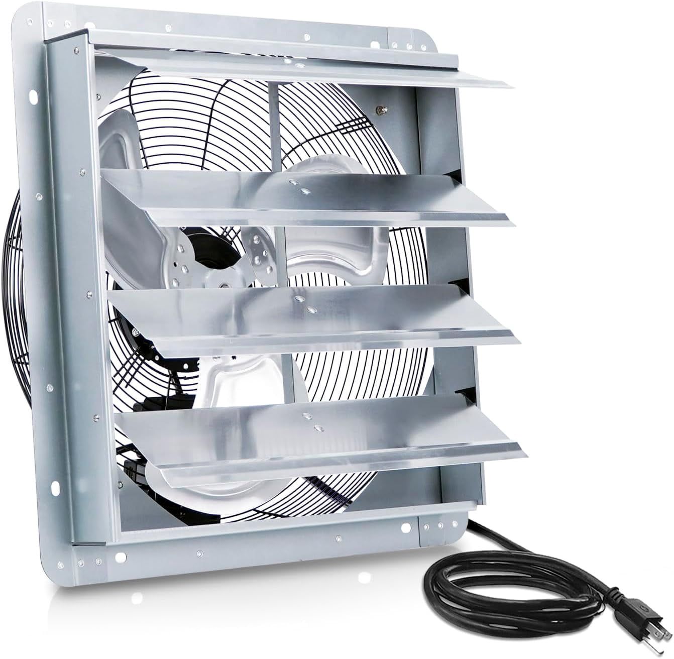 18 Inch Shutter Exhaust Fan, Vent Fan with Power Cord Wall-Mount, High ...