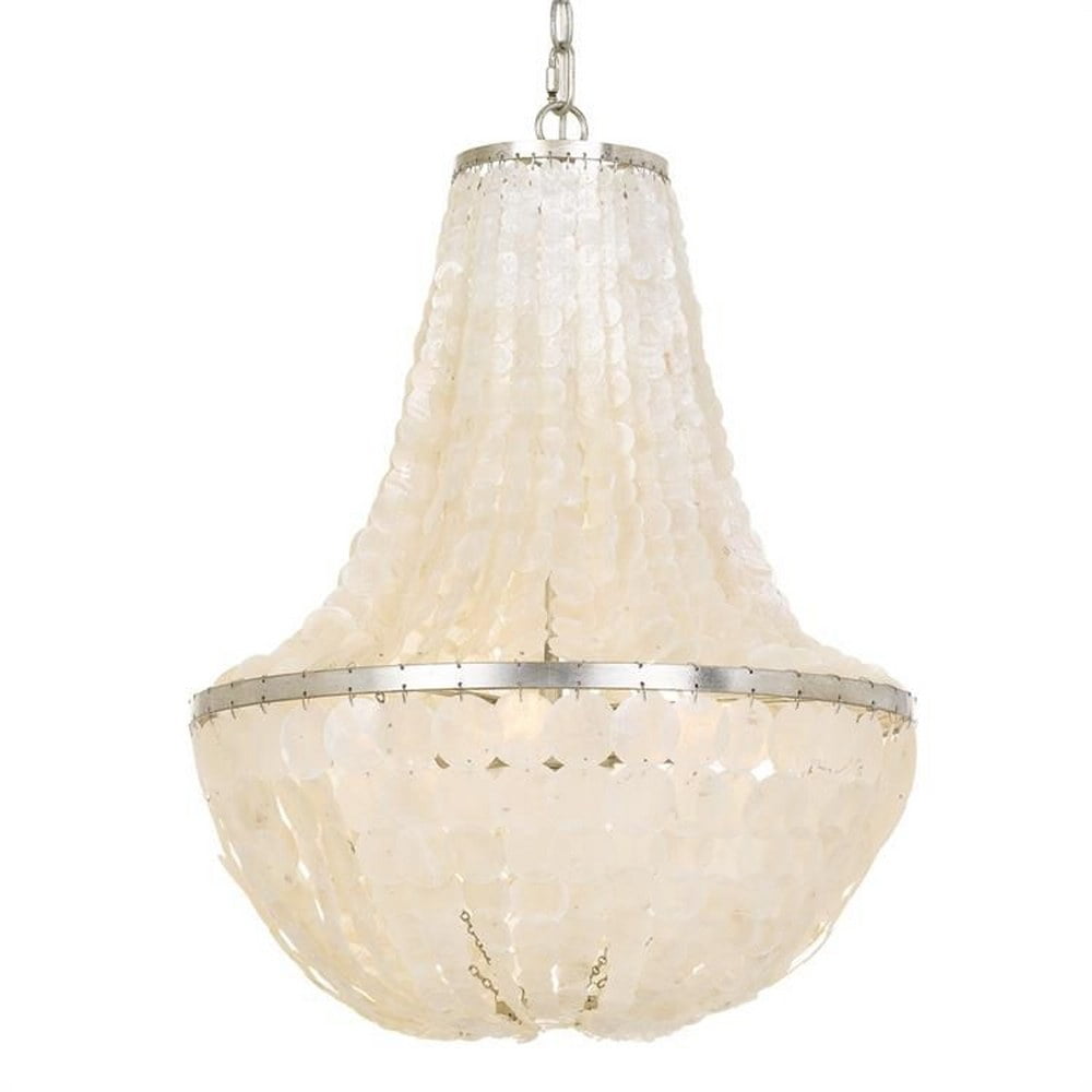 Brielle Antique Silver 6-Light Chandelier with Capiz Shells