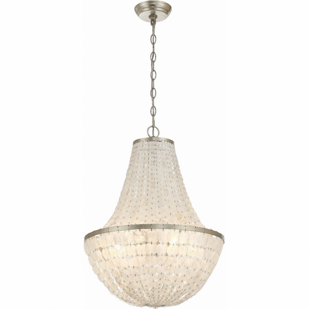Brielle Antique Silver 6-Light Chandelier with Capiz Shells