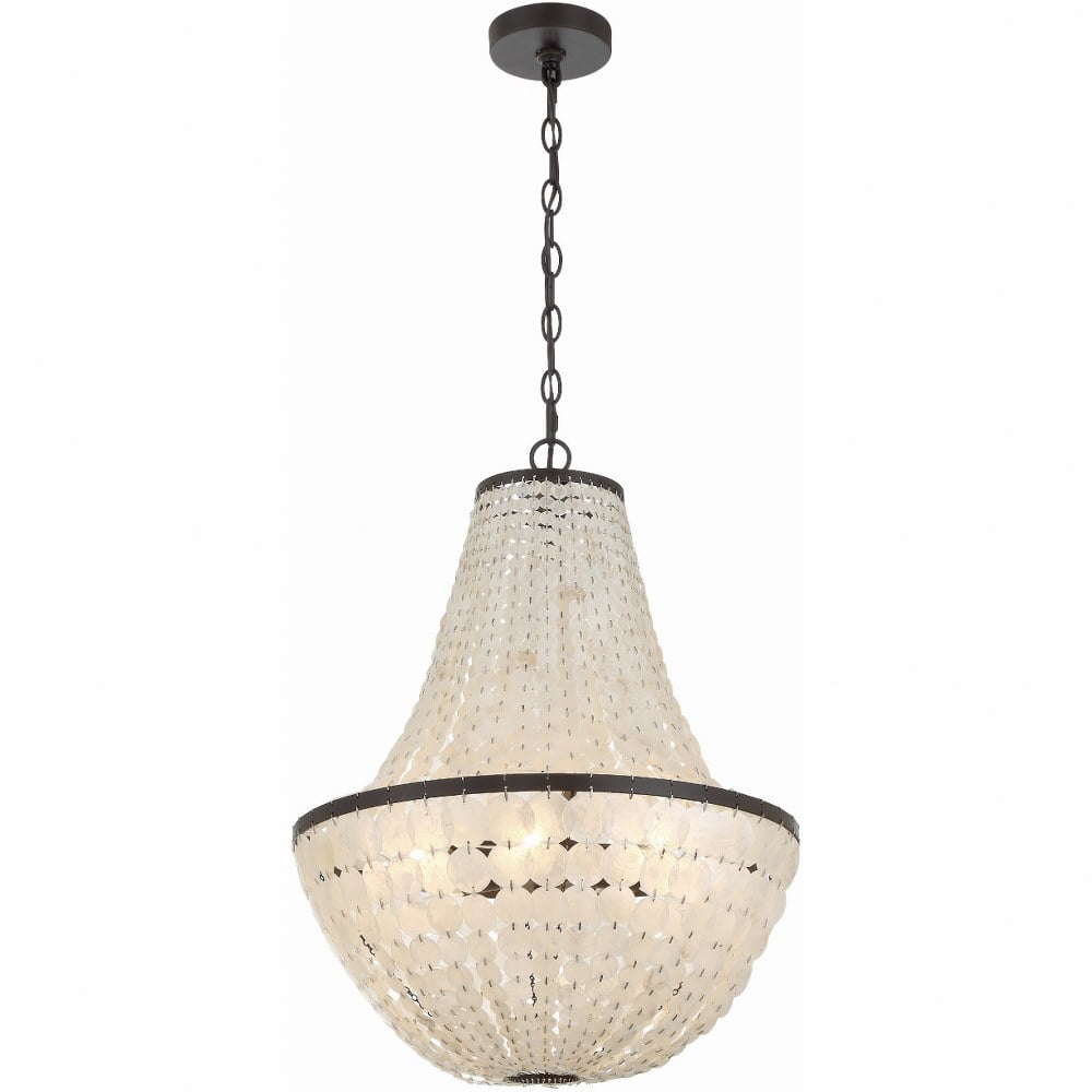 Brielle Elegance 6-Light Chandelier in Dark Bronze with Crystal Capiz Shells