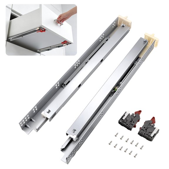 18 Inch Soft Close - 1 Pair Undermount Drawer Slides, Full Extension Bottom Mount