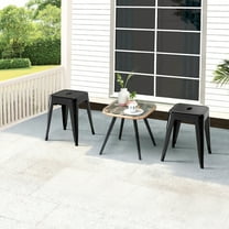 18 Inch Space-Saving & Stackable Design Metal Bar Stools Set of 2, Backless Style Stools for Indoor Outdoor Barstools for School Classroom Kitchen(Black)