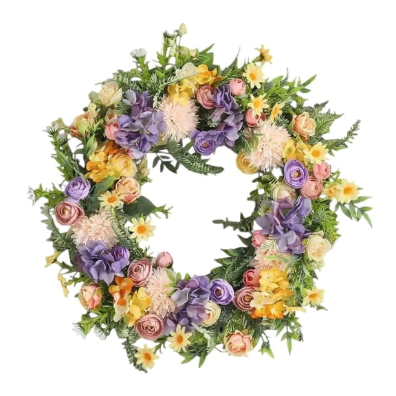 Spring Wreaths for Front Door 18In Outside Welcome Summer Flowers Weatherproof Greenery All Seasons Round Wreaths