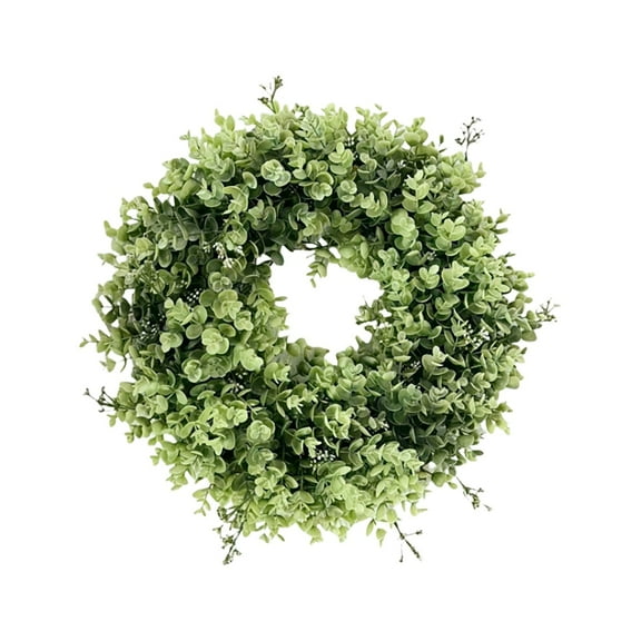 18 Inch Spring Summer Wreath for Front Door - Artificial Eucalyptus Wreath for Indoor Outdoor Decor - Farmhouse Green Wreath for Wall, Window or Porch Year-Round