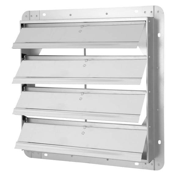 18-Inch Square Aluminum Automatic Gravity Shutter Louver Vent, Silver 18 Inch