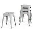 thumbnail image 1 of 18 Inch Industrial Metal Bar Stools Set of 4, Stackable Classroom Stools, Backless Short Dining Chairs for Indoor Outdoor, Kitchen Restaurant (Grey), 1 of 10