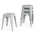 thumbnail image 1 of Stackable Bar Stools Set of 4, Backless 18 Inch Industrial Metal Barstools for Indoor Outdoor Classroom Kitchen Small Gathering (Gray), 1 of 10