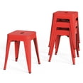 thumbnail image 1 of 18 Inch Industrial Metal Bar Stools Set of 4, Stackable Classroom Stools, Backless Short Dining Chairs for Indoor Outdoor, Kitchen Restaurant (Red), 1 of 9