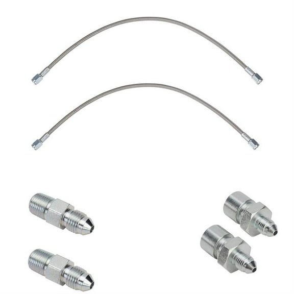 Speedway Motors 18” Straight -3 AN Braided Stainless Steel Brake Line Kit, PTFE Inner Liner for High-Pressure Performance, Zinc-Plated Steel Ends, Universal Fit
