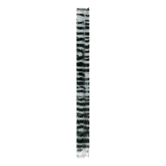 18 Inch Stripe Printed Wig Piece Colorful Raccoon Tail Hair Extensions Synthetic Long Straight Clip-in Hair Extensions for Women Daily Use
