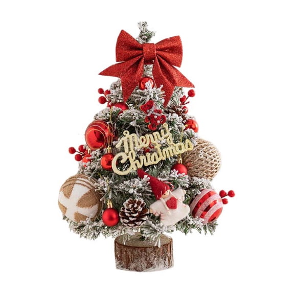 18 Inch Tabletop Christmas Tree, Mini Artificial Christmas Tree with LED Lights and Ornaments, Christmas Holiday Tabletop Desktop Decoration