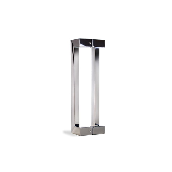 18 Inch Total Length Stainless Steel Door Handle Offset Chrome Mirror Polish Finish, Modern Entry Door Handles Exterior Interior Glass Doors Push Pull Sliding Barn Doors Handles, Rectangle Shape Bar