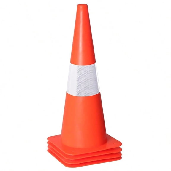 18 Inch Traffic Safety Cones With Reflective CollarsOrange Hazard Caution Cone Road Street Parking Cone [4 Pack] Plastic Cone For Driving Practice Construction Keep Security Distance Barriers