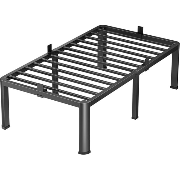 18 Inch Twin XL Heavy Duty 3500 lbs Bed Frame with Round-Corner Legs & Anti-Squeak Design Quick Assembly Metal Platform, No Box Spring Needed