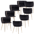 thumbnail image 1 of 18 Inch Velvet Dining Chairs, Modern Dining Chair with Golden Metal Legs, Simple Upholstered Dining Chairs, Accent Desk Chair Dining Room, Kitchen, Vanity, Living Room(Black,Set of 8), 1 of 10