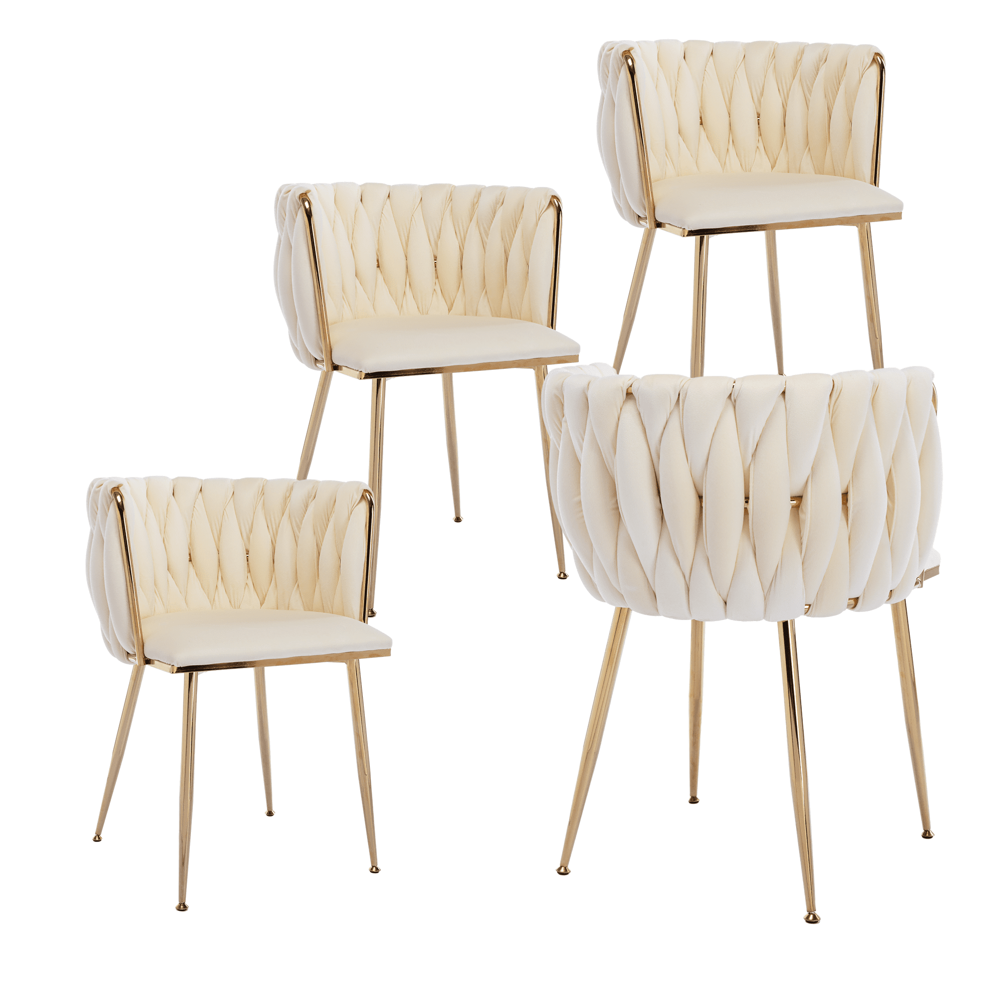18 Inch Velvet Dining Chairs, Modern Dining Chair with Golden Metal ...