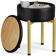 thumbnail image 1 of 18-Inch Velvet Vanity Stool Chair with Storage, Vanity Bench with 4 Golden Metal Legs & Anti-Slip Adjustable Feet,Round Storage Ottoman Stool with Removable Soft Padded Seat, 1 of 7