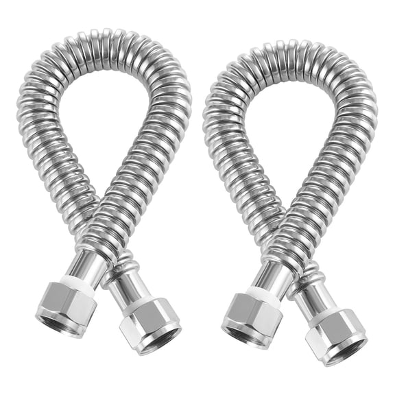 18 Inch Water Heater Flex Connector Kit with 3/4 Inch FIP x 3/4 Inch FIP Inlet and Outlet Connection for Bathroom Kitchen Laundry Room Boiler Installation