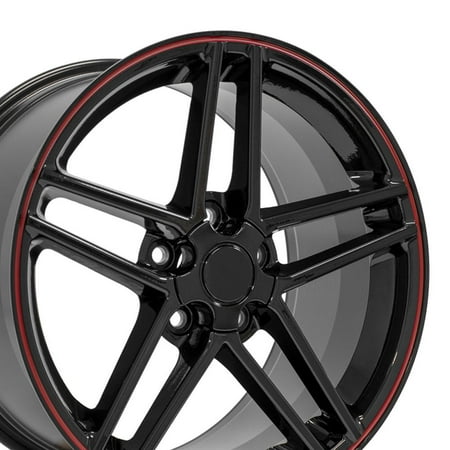OE Wheels CV07 18 Inch Rims Fit Corvette C6 Z06 Style 5x120.65 18x9.5 Gloss Black Redline - Hollander 5090 (Set of 4)