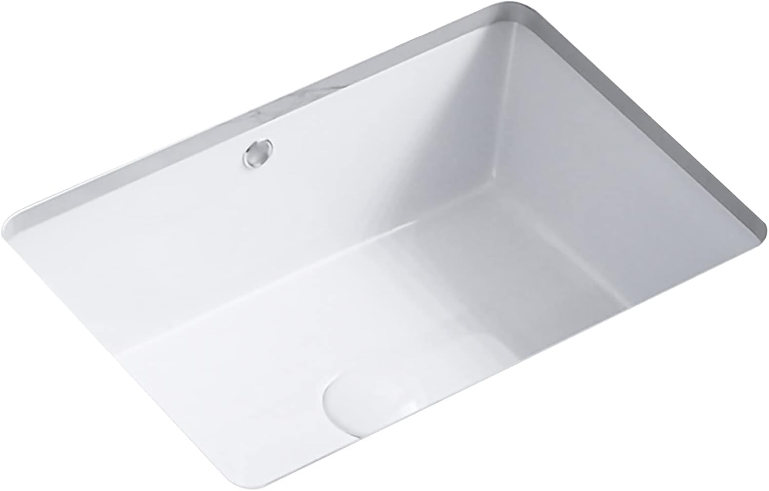 18 Inch White Rectangle Vessel Sink for Bathrooms 18.3" x 13.78" Small Undermount Bathroom Sink Ceramic Porcelain Under Counter Basin Sink with Overflow 465mm x 350mm Lavamanos Para Banos