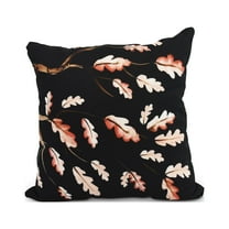 18 Inch Wild Oak Branch Black Floral Print Decorative Throw Pillow