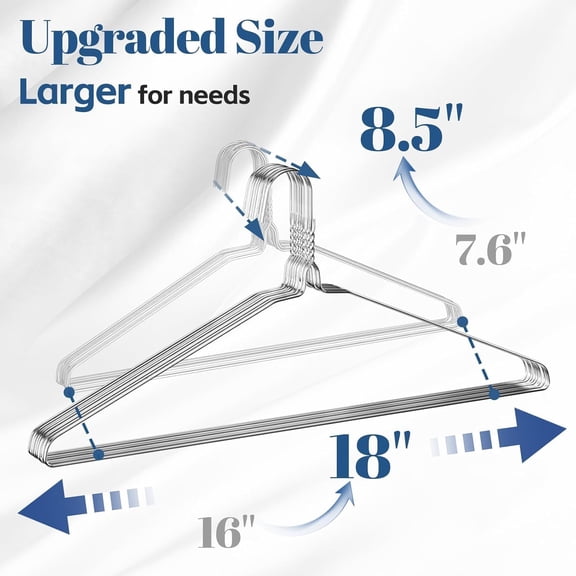 18 Inch Wire Metal Clothes Hangers Bulk 200 Pack for Large Size Suits, Coats, Shirts, Pants, Skirts, Space Saving, Non Slip,12 Gauge Ultra Thin, Silver