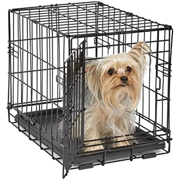 18-Inch iCrate for Tiny Breeds, Up to 10 lbs, Single Door Folding Dog Crate with Divider Panel, Leak-Proof Tray & Secure Latch, Portable, Durable & Easy to Assemble