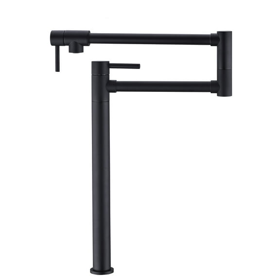 18 Inches Height Matte Black Kitchen Pot Filler Faucet with Extension Shank, Single Hole Mounting